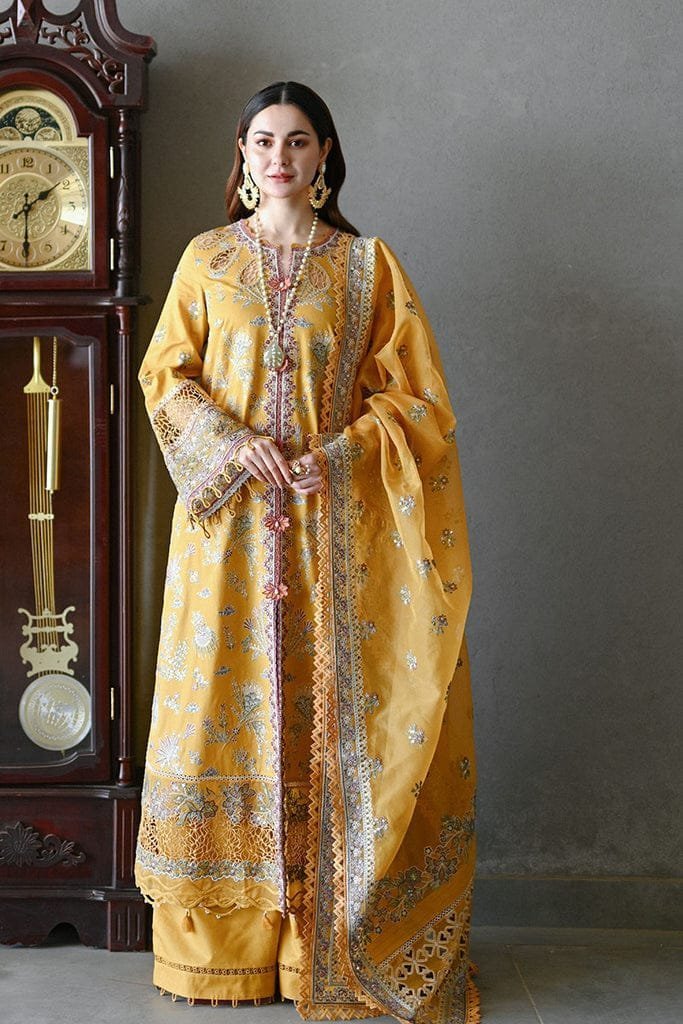 SP-2510 Unstitched Fully Embroided Lawn Suit With Organza Embroidered Dupatta