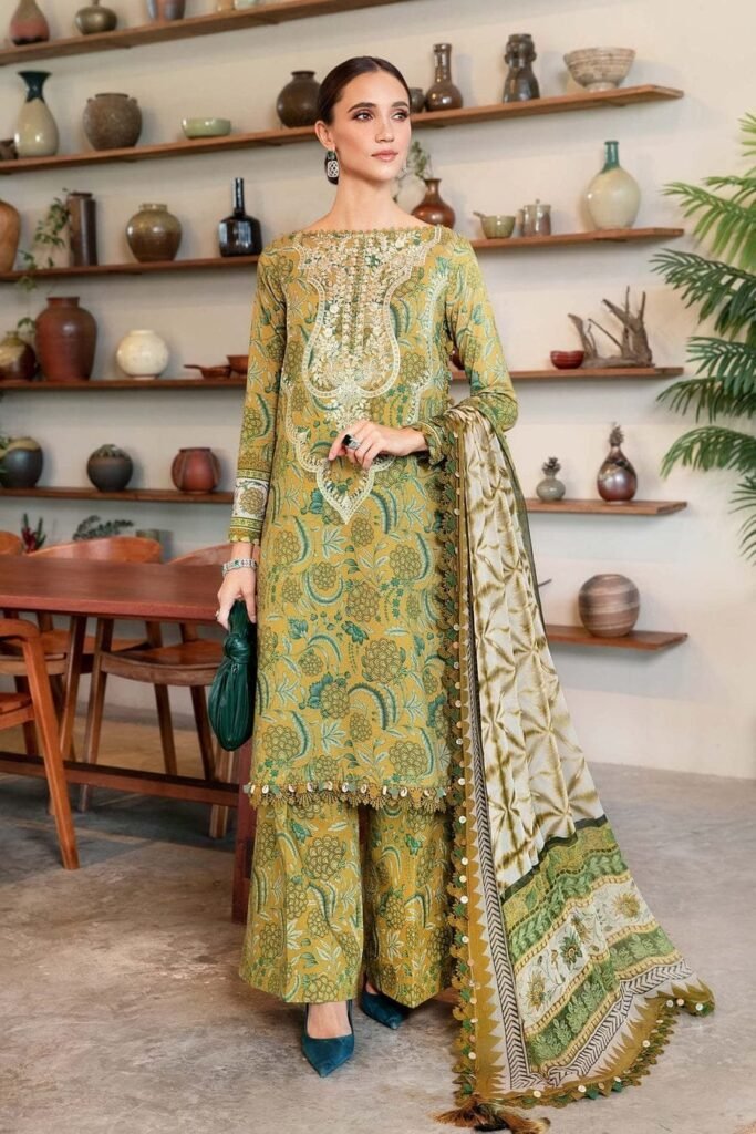 MB-456 Digital Printed Lawn 3pc Suit With Digital Printed Lawn Dupatta