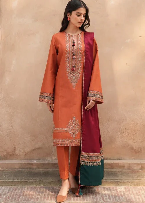 ZB-15 Lawn Embroidered 3pc Suit With Slub Cotton Digital Printed Dupatta
