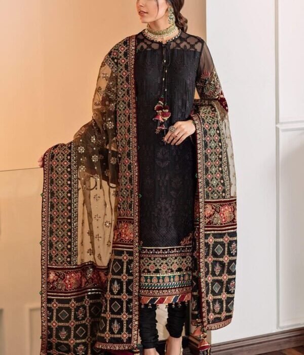 BQ-14 3pc Fully Heavy Embroided Lawn suit with Embroided Organza Dupatta
