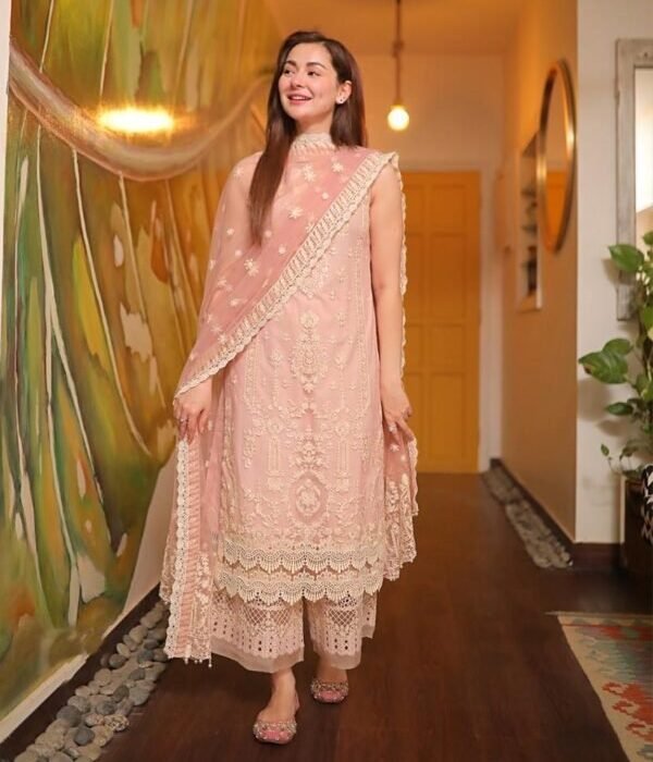 LM-54 3Pc Unstitched Embroidered Lawn Suit With Organza Embroidered Dupatta