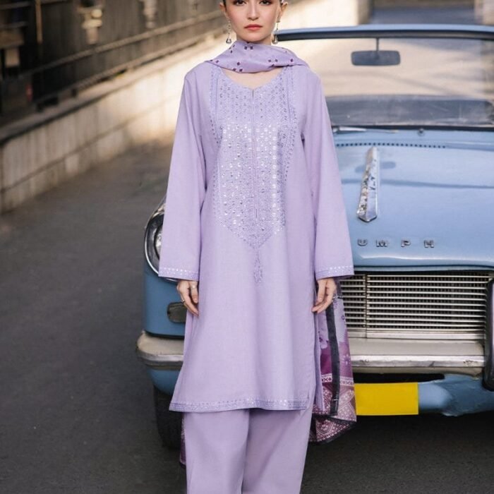 ZS-2625 Lawn Unstitched 3pc Embroidered Suit With Digital Printed Poly Lawn Dupatta