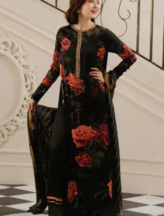 Khaddar 3pc Digital Printed Suit With Digital Printed Khaddar Dupatta