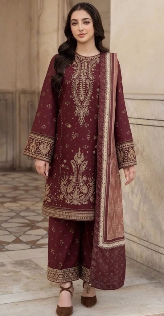AA-31 Unstitched Embroidered Lawn Suit 3pc With Monar Digital Printed Dupatta