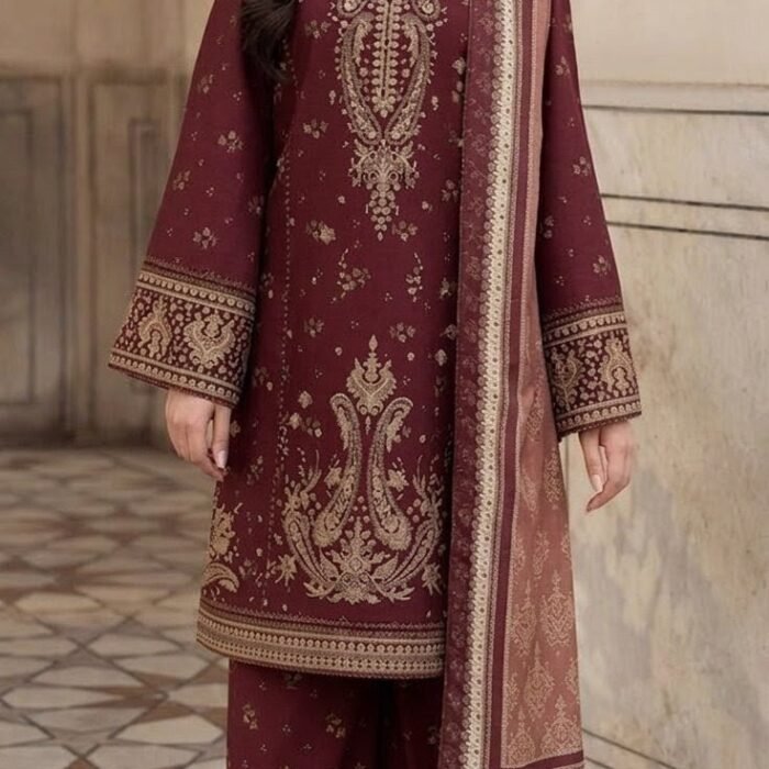 AA-31 Unstitched Embroidered Lawn Suit 3pc With Monar Digital Printed Dupatta