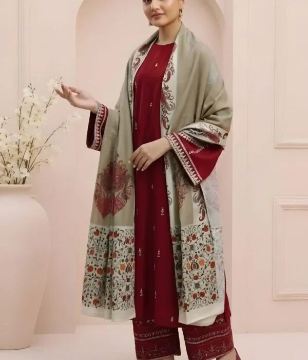 Unstitched Embroidered Lawn Suit 3pc With Digital Printed Dupatta