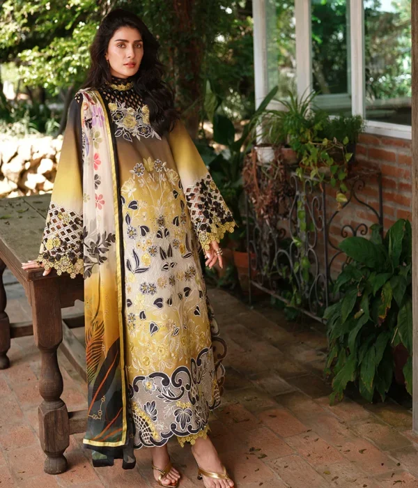 BQ-209 Lawn Unstitched Digital Printed Shirt With Patch With Printed Lawn Dupatta