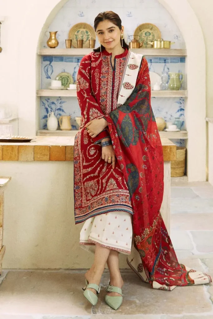 ZS-2550 Unstitched Fully Embroided Dhanak Suit With Wool Shawl