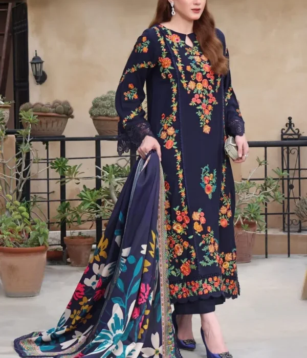 ZB-18 Lawn Embroidered 3pc Suit With Cotton Lawn Digital Printed Dupatta
