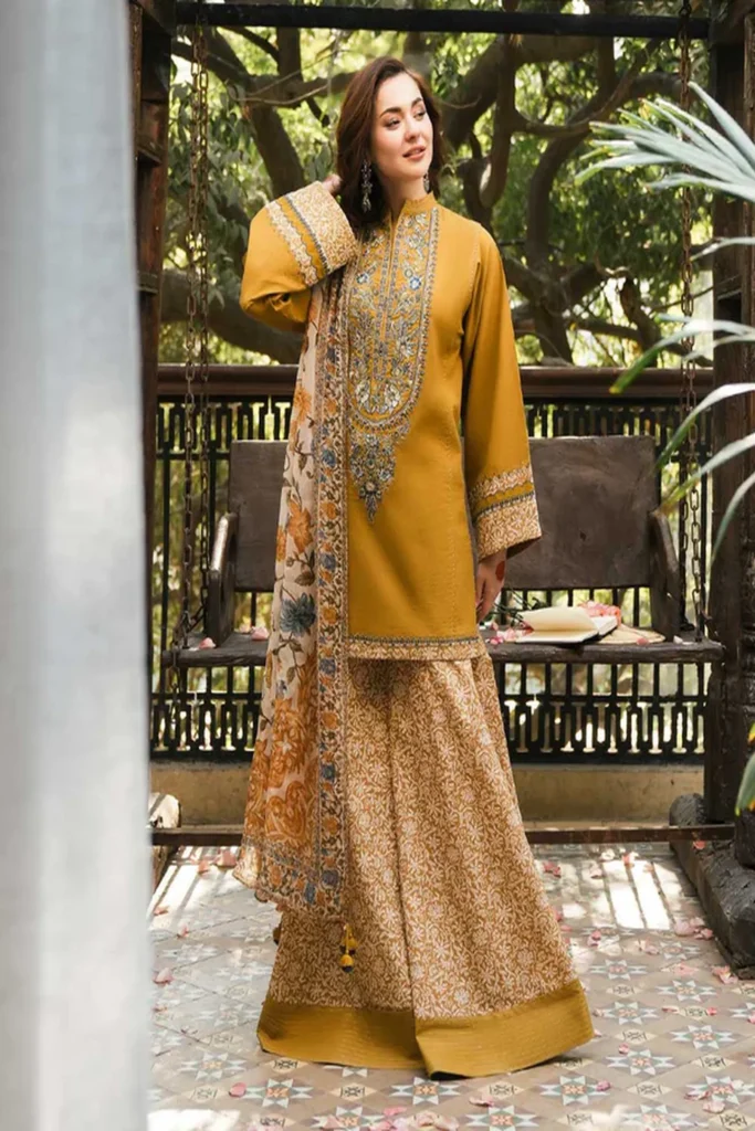 3Pc Embroidered Lawn Shirt with Printed Poly Lawn Dupatta SP 510