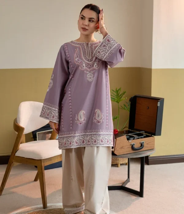 MB-2825 2 Piece-Unstitched Embroidered Lawn With Lawn Embroidered Trouser