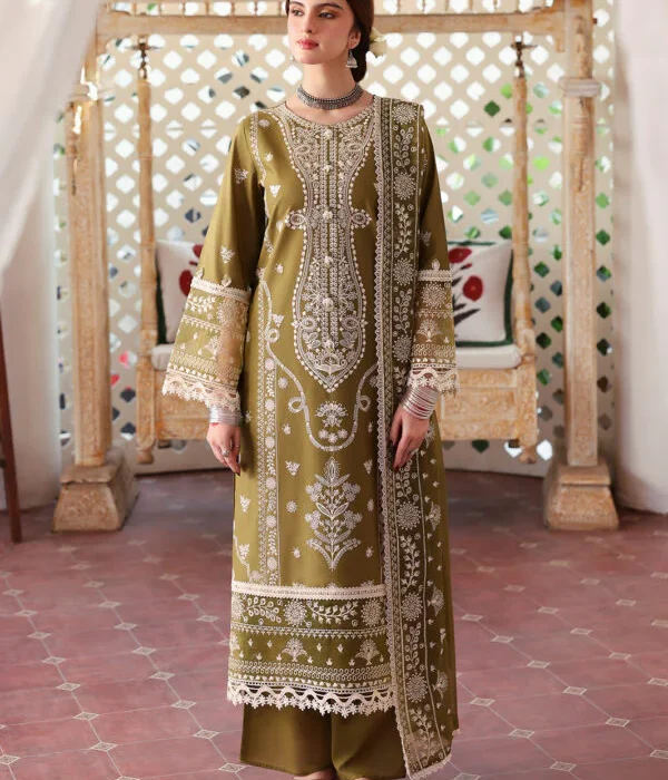MR-590 Unstitched Dhanak Stuff Full Embroidered Suit With Full Embroidered Shawl