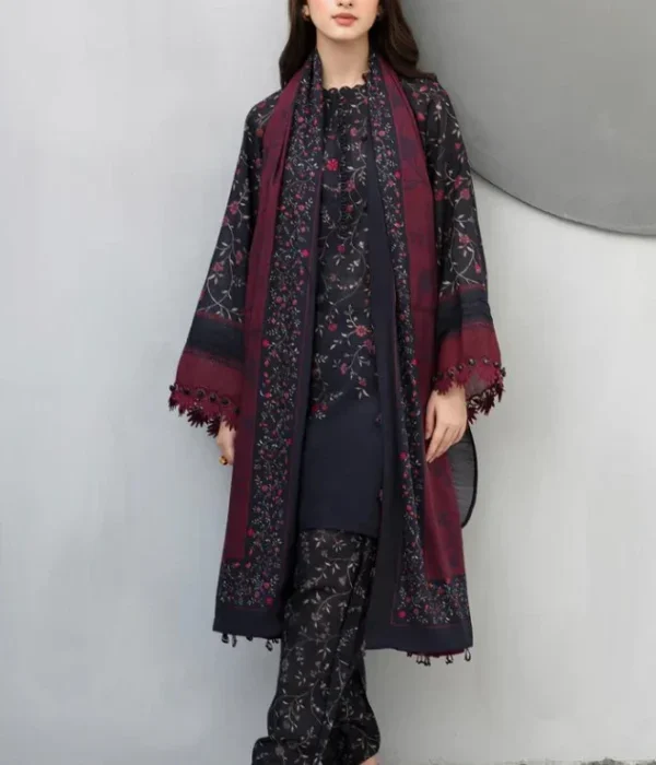 BQ-406 Digital Printed Khaddar 3Pc Suit With Digital Printed Khaddar Dupatta