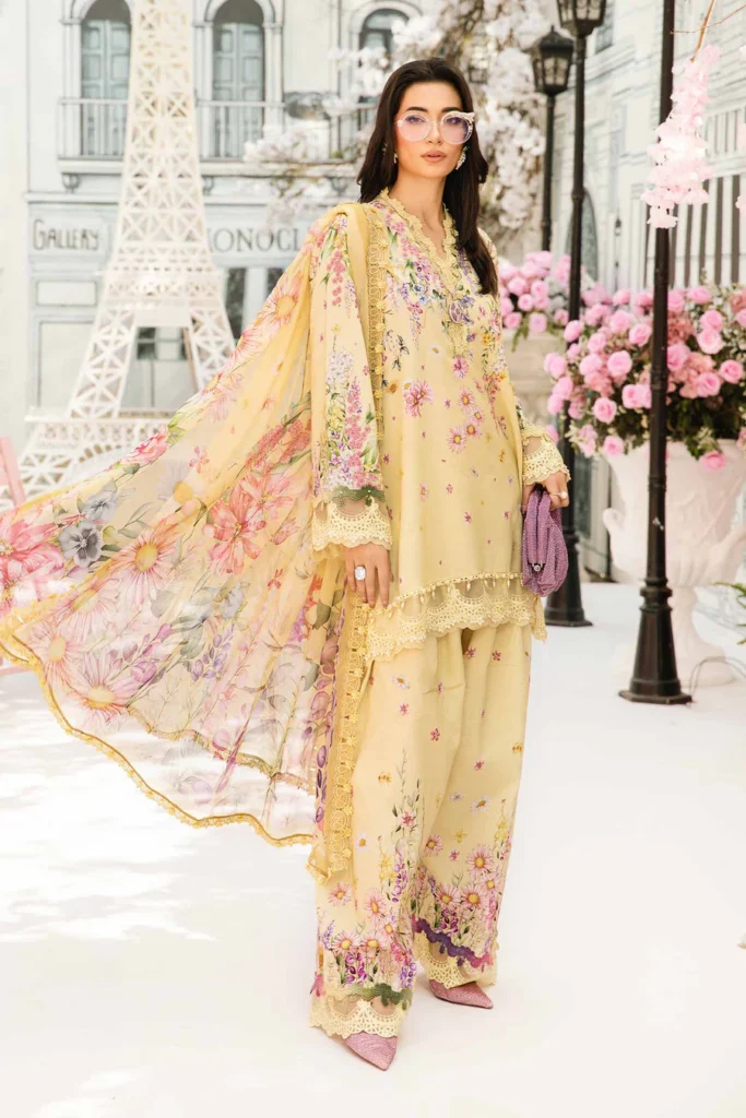 MB-512 B Digital Printed 3Pc Unstitched Lawn Suit With Digital Printed Chifoon Dupatta