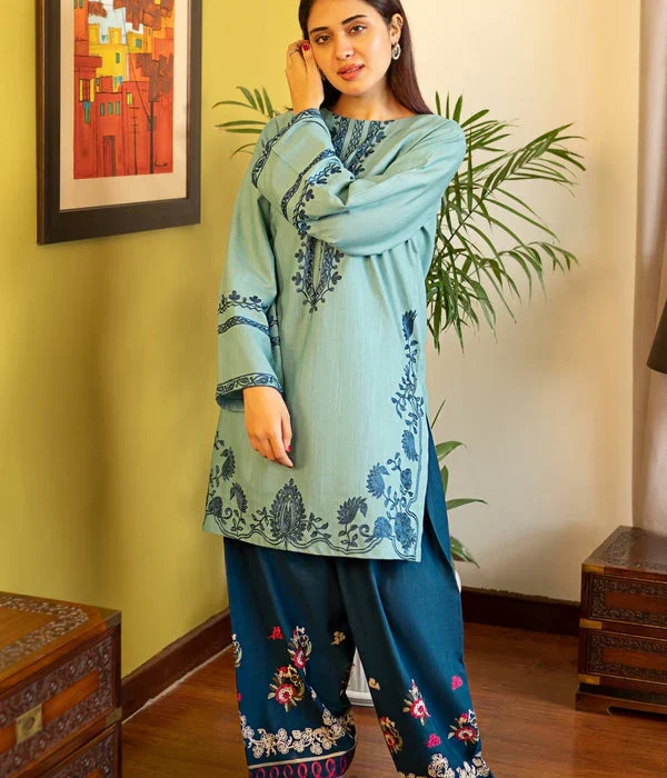 AK-930 Unstitched Fully Embroided Dhanak 2 Piece Suit