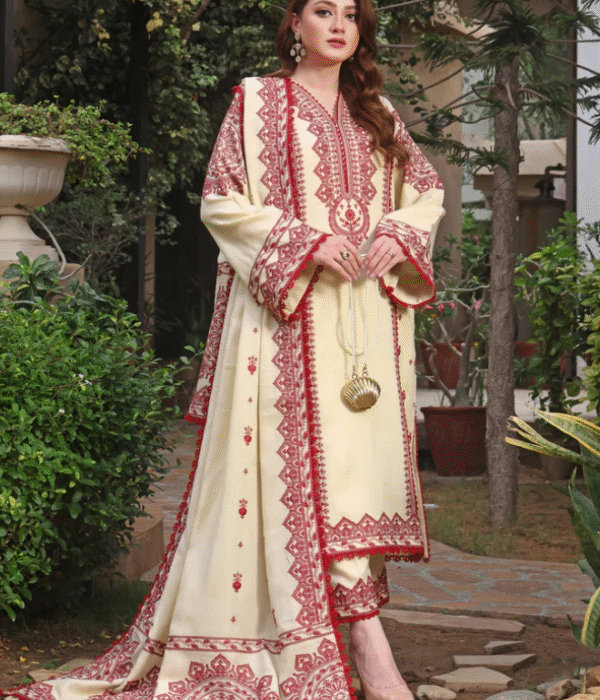 D#6 Unstitched Embroidered Lawn Suit With Chiffon Printed Dupatta