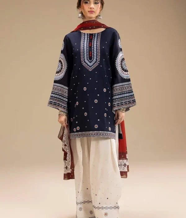 RR-610 Unstitched Dhanak Stuff Full Embroidered Suit With Printed Wool Shawl