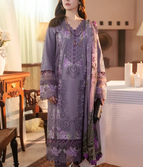 JD-2680 Lawn Unstitched Fully Embroidered Shirt With Cotton Lawn Digital Dupatta