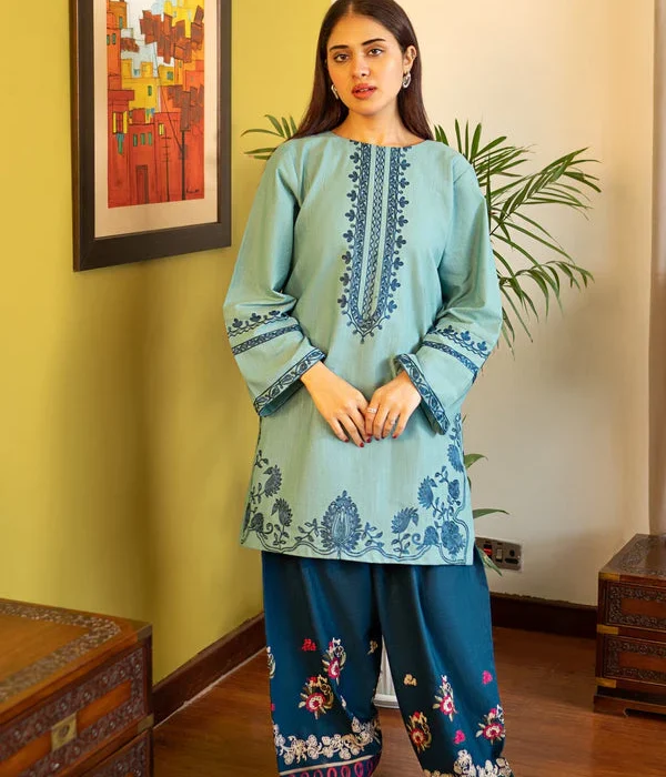 2-Piece-Unstitched Dhanak Stuff Full Embroidered Suit