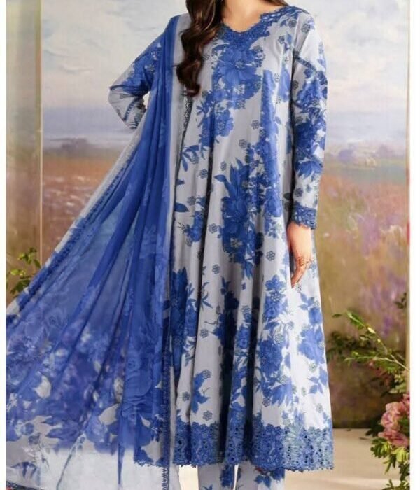 IZ-71 Digital Printed Khaddar Suit 3pc with Khaddar Digital Printed Dupatta & Embroidered Patches