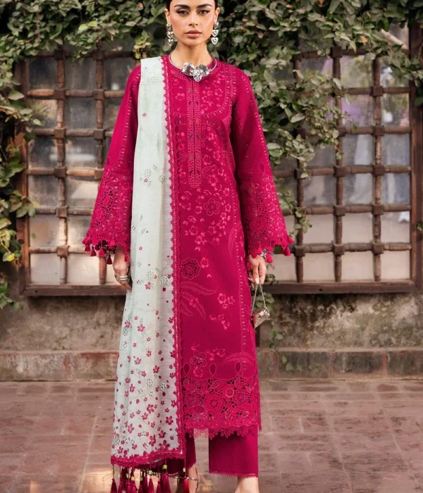JZ-2760 Lawn Unstitched Luxury Embroidered Shirt With Printed Monar Dupatta