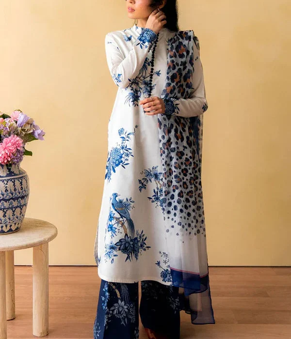 CO 488 Digital Printed 3Pc Unstitched Lawn Suit With Digital Printed Monar Dupatta