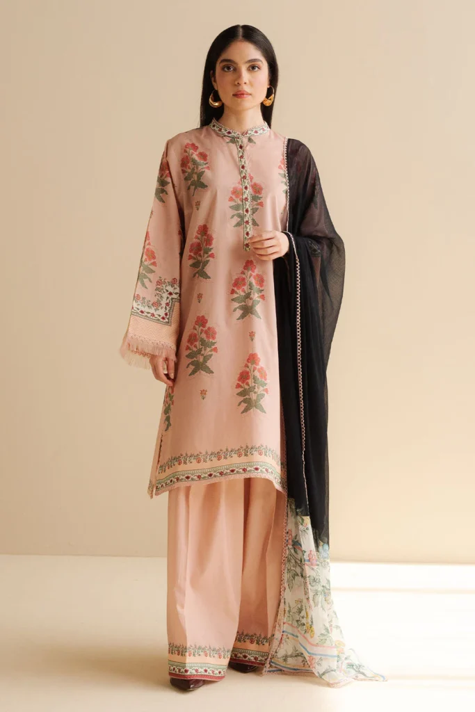 CO 490 Digital Printed 3Pc Unstitched Lawn Suit With Digital Printed Monar Dupatta