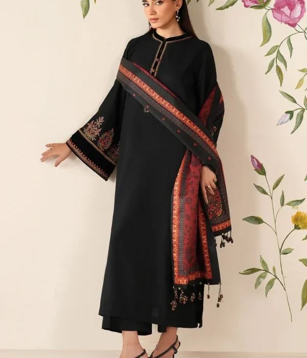 BQ-145 Unstitched Dhanak Suit with Printed Wool Shawl