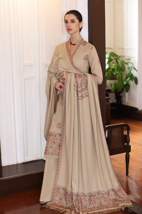 3 Piece - Unstitched Fully Embroided Dhanak Fabric With Embroided Shawl BR-660