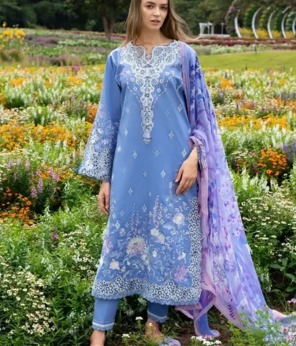MS-2780 Lawn Unstitched Embroidered 3pc Suit With Monar Digital Printed Dupatta