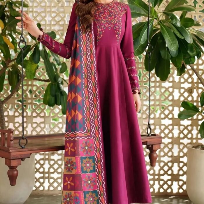 3 Piece - Unstitched Embroidered Dhanak Fabric  MM=808