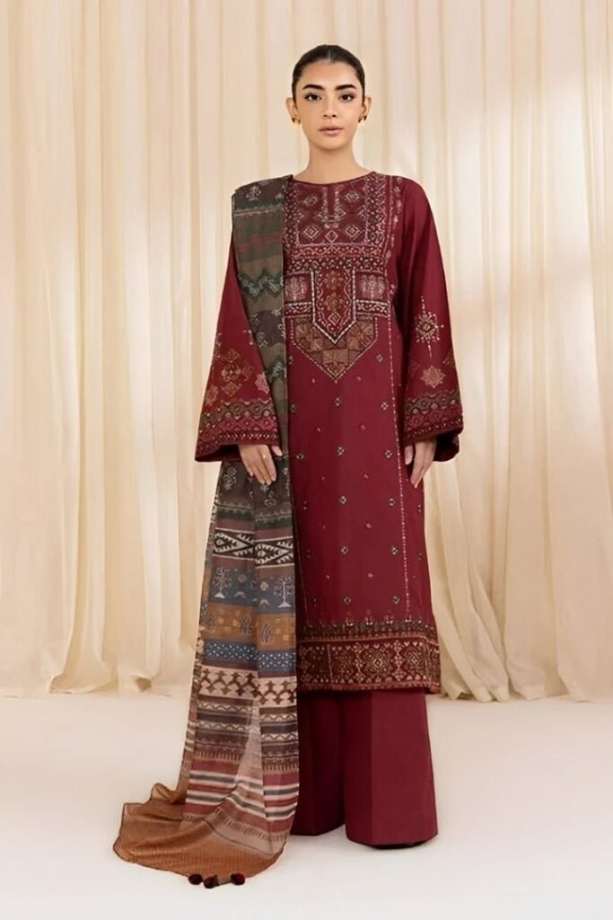 3 Piece - Unstitched Embroidered Lawn Fabric SP-2695