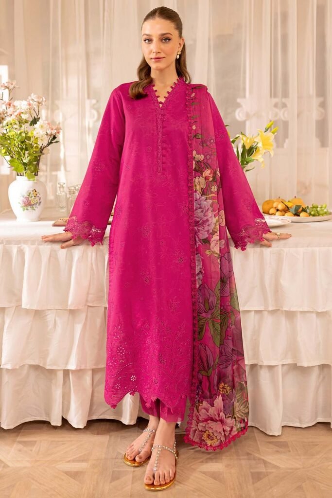 3 Piece - Unstitched Embroidered Lawn Fabric FR-2725