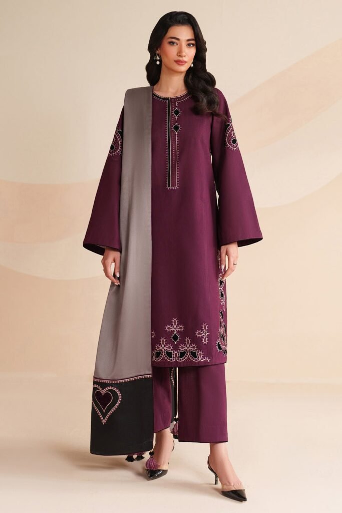 3 Piece - Unstitched Embroidered Dhanak Fabric MM=804