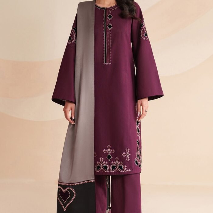 3 Piece - Unstitched Embroidered Dhanak Fabric MM=804
