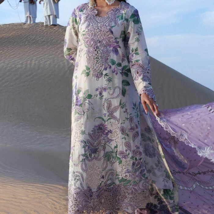 UNSTITCHED - 3 Piece Digital Printed and Embroidered Lawn Fabric