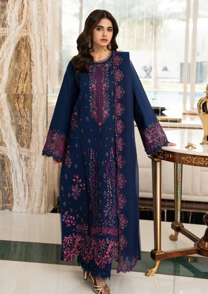 New Dhanak Fabric - 3 Piece Unstitched Embroidered Suit With Embroidered Dhanak Shawl  RR=2930