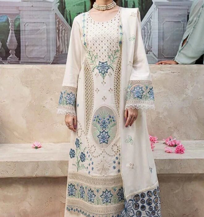 3 Piece - Unstitched Luxury Embroidered Lawn Fabric MR-2730
