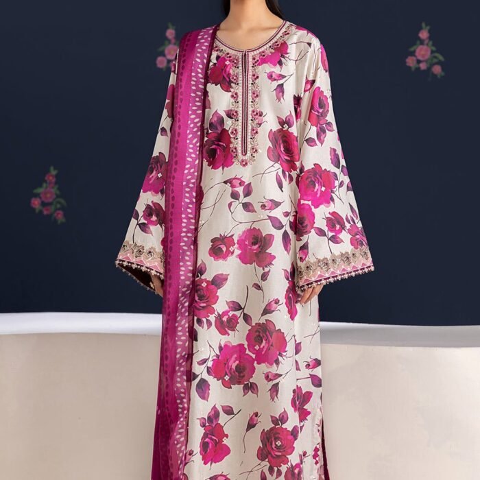 UNSTITCHED - 3 Piece Digital Printed Lawn Fabric With Lawn Dupatta